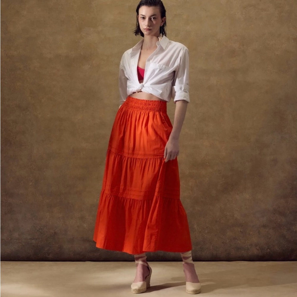 Quince 100% Cotton Poplin Tiered Maxi Skirt